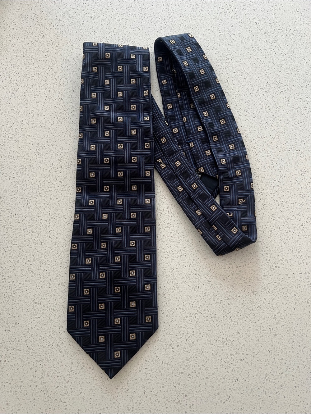 Canali Navy Geometric Basketweave Tie